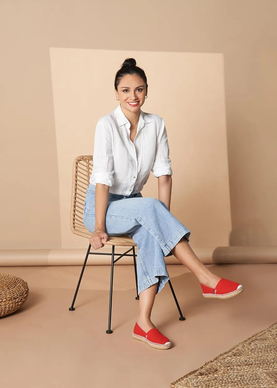 VISCATA Llafranc Canvas Espadrille Flats with Traditional White Stitching Soft Breathable Cotton Canvas and 100% Natural Jute Midsole for All Casual Occasions