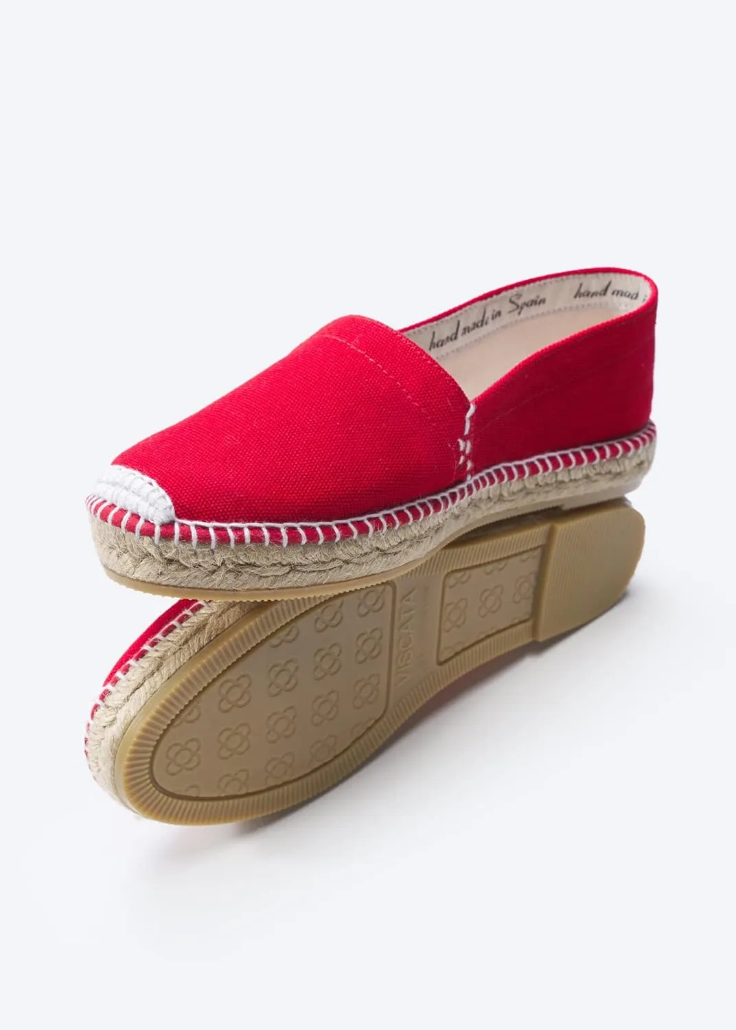 VISCATA Llafranc Canvas Espadrille Flats with Traditional White Stitching Soft Breathable Cotton Canvas and 100% Natural Jute Midsole for All Casual Occasions