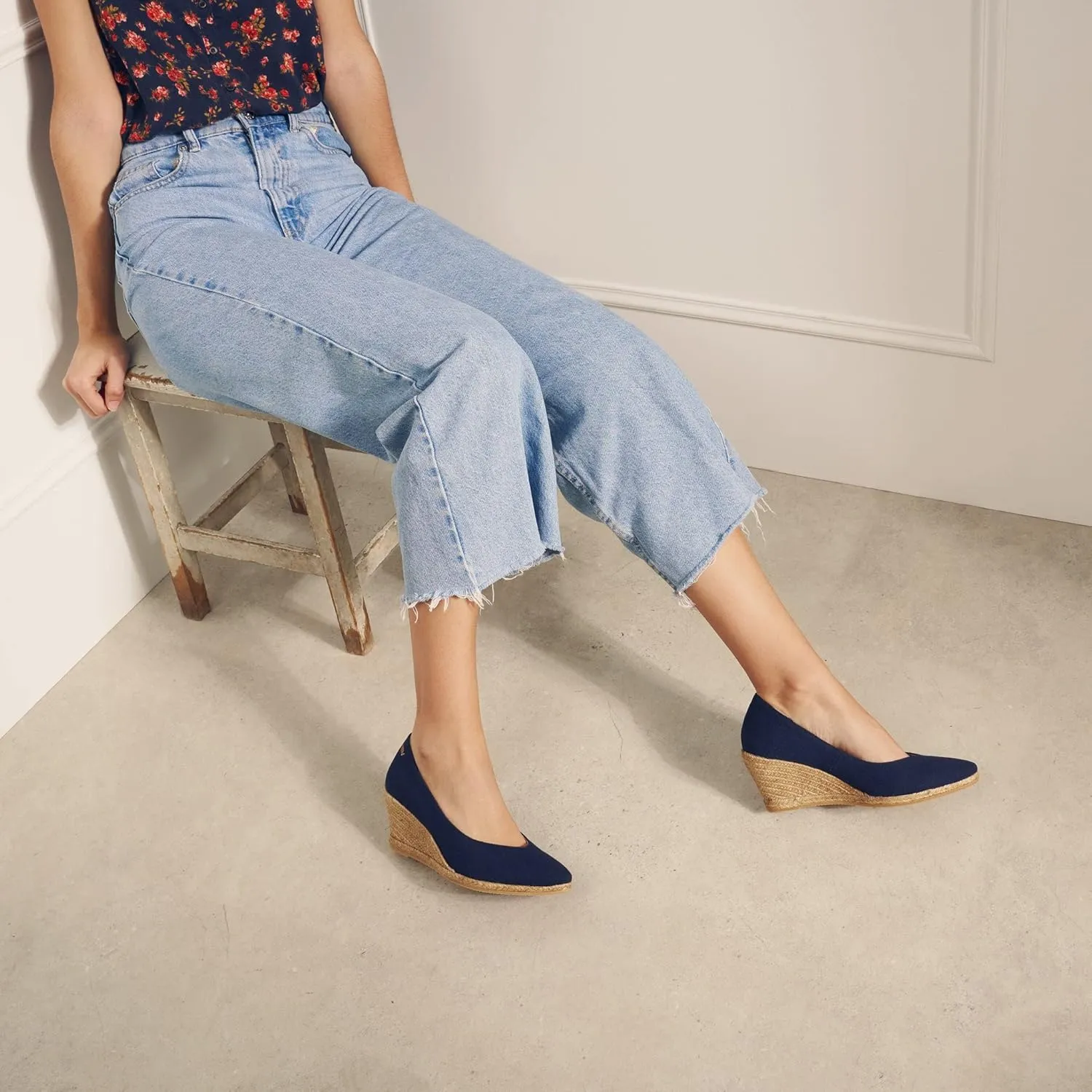 VISCATA Roses Espadrille Canvas Wedges Spain Handmade 2 ½” Heel Woman Wedge Pumps with Organic Cotton Canvas and 100% Natural Jute Midsole for All Occasions: Casual, Work, Party