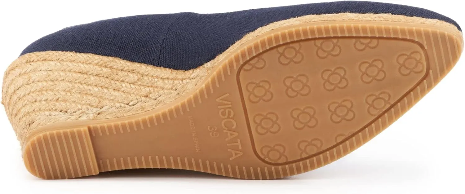 VISCATA Roses Espadrille Canvas Wedges Spain Handmade 2 ½” Heel Woman Wedge Pumps with Organic Cotton Canvas and 100% Natural Jute Midsole for All Occasions: Casual, Work, Party