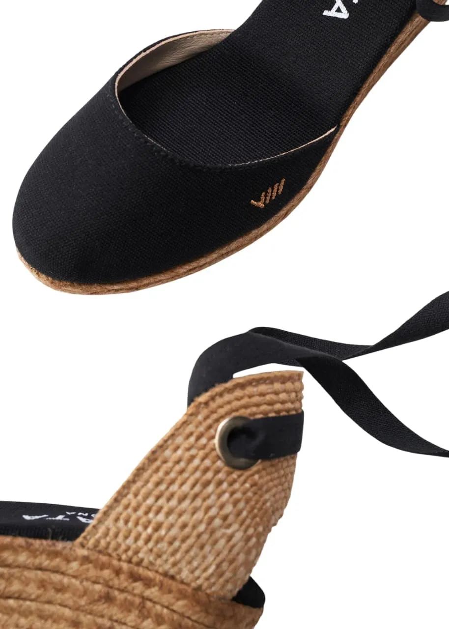 Viscata Sagaro Espadrille Canvas Wedges with Ankle Laces Spain Handmade 2 ½” Heel Women's Sandals with Breathable Organic Cotton Canvas and 100% Natural Jute for all Occasions: Casual, Work, Party