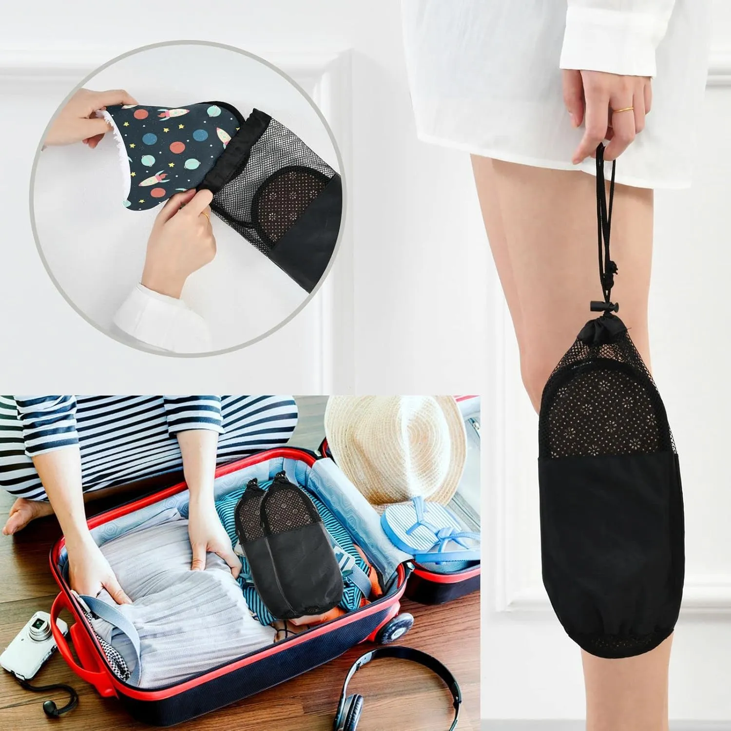 visesunny Cartoon Space Planet Rocket Cozy Fuzzy Mens Womens Memory Foam House Slippers Plush Fleece Indoor Outdoor Slipper