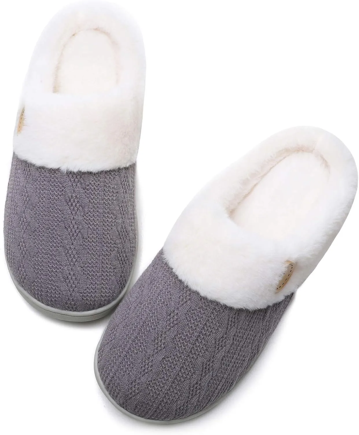 Vonluxe Women's Fuzzy House Slippers Comfy Memory Foam Bedroom Slippers Warm Slip On Light Shoes Outdoor Indoor Faux Fur Lined