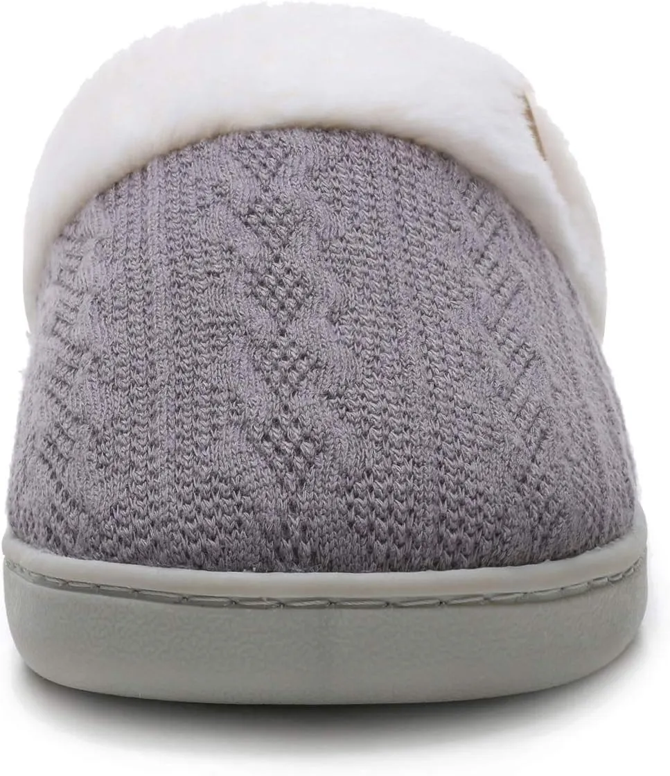 Vonluxe Women's Fuzzy House Slippers Comfy Memory Foam Bedroom Slippers Warm Slip On Light Shoes Outdoor Indoor Faux Fur Lined