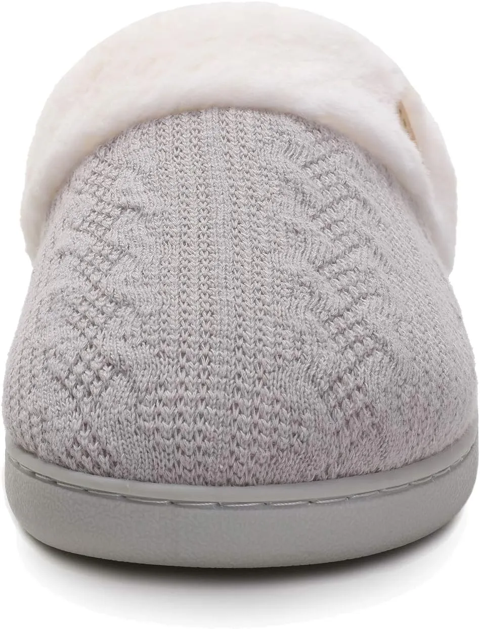 Vonluxe Women's Fuzzy House Slippers Comfy Memory Foam Bedroom Slippers Warm Slip On Light Shoes Outdoor Indoor Faux Fur Lined