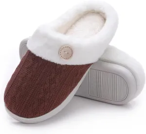 Vonluxe Women's Fuzzy House Slippers Comfy Memory Foam Bedroom Slippers Warm Slip On Light Shoes Outdoor Indoor Faux Fur Lined