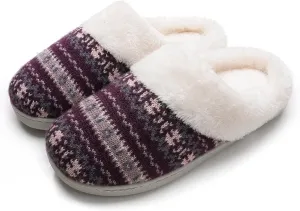 Vonluxe Women's House Fuzzy Slip On Slippers Warm Memory Foam Ladies Slippers Comfy Outdoor Indoor Plush Bedroom Shoes
