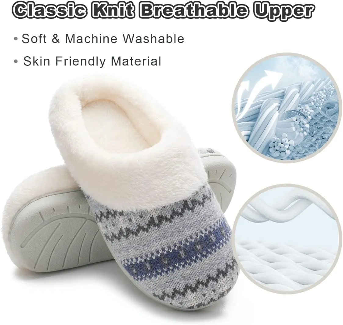 Vonluxe Women's House Fuzzy Slip On Slippers Warm Memory Foam Ladies Slippers Comfy Outdoor Indoor Plush Bedroom Shoes
