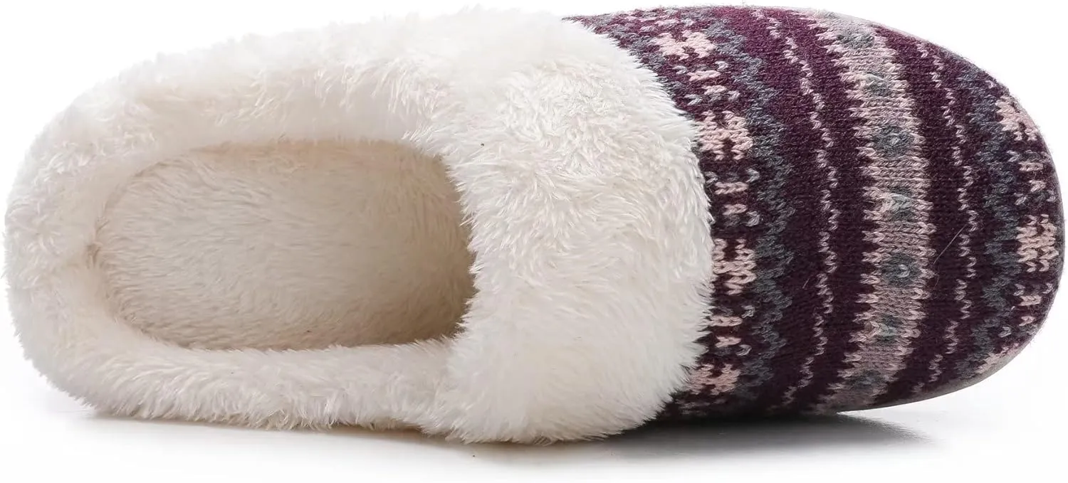 Vonluxe Women's House Fuzzy Slip On Slippers Warm Memory Foam Ladies Slippers Comfy Outdoor Indoor Plush Bedroom Shoes