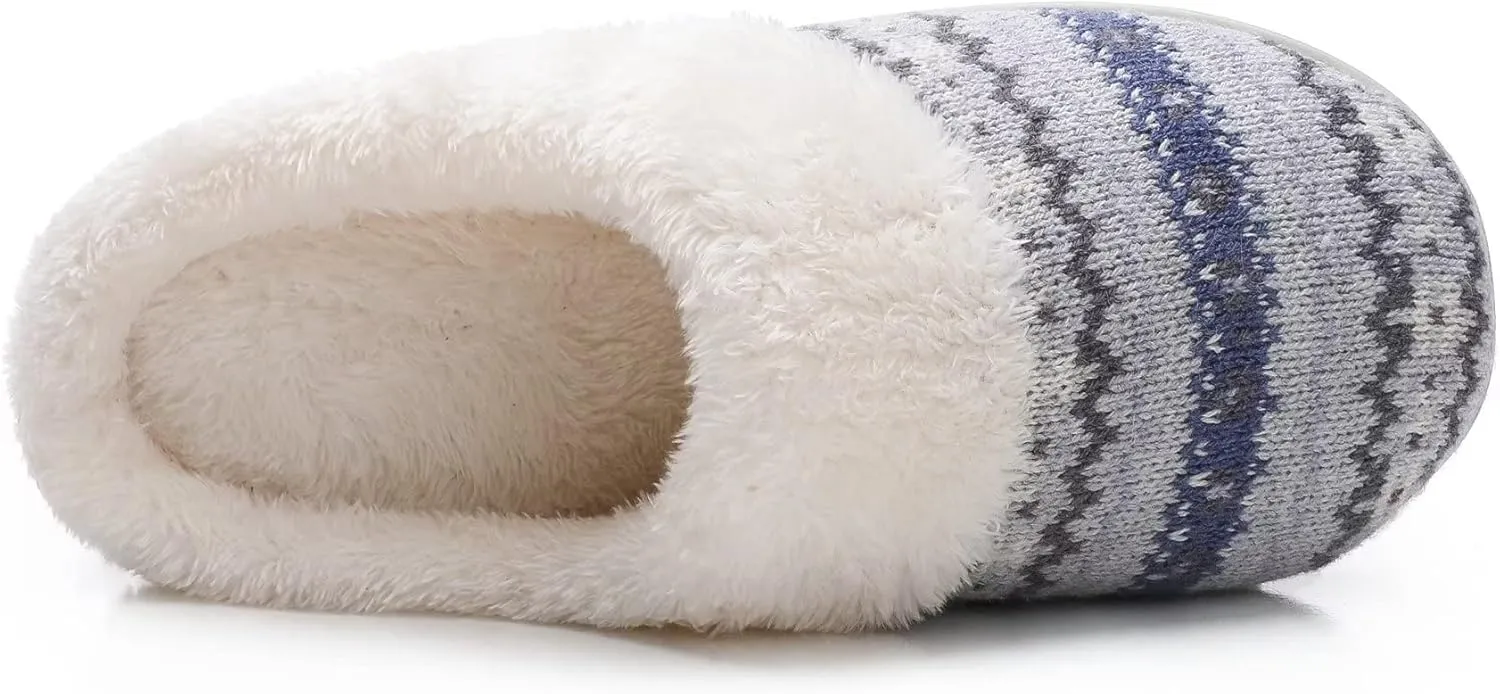 Vonluxe Women's House Fuzzy Slip On Slippers Warm Memory Foam Ladies Slippers Comfy Outdoor Indoor Plush Bedroom Shoes