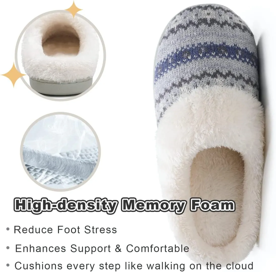 Vonluxe Women's House Fuzzy Slip On Slippers Warm Memory Foam Ladies Slippers Comfy Outdoor Indoor Plush Bedroom Shoes
