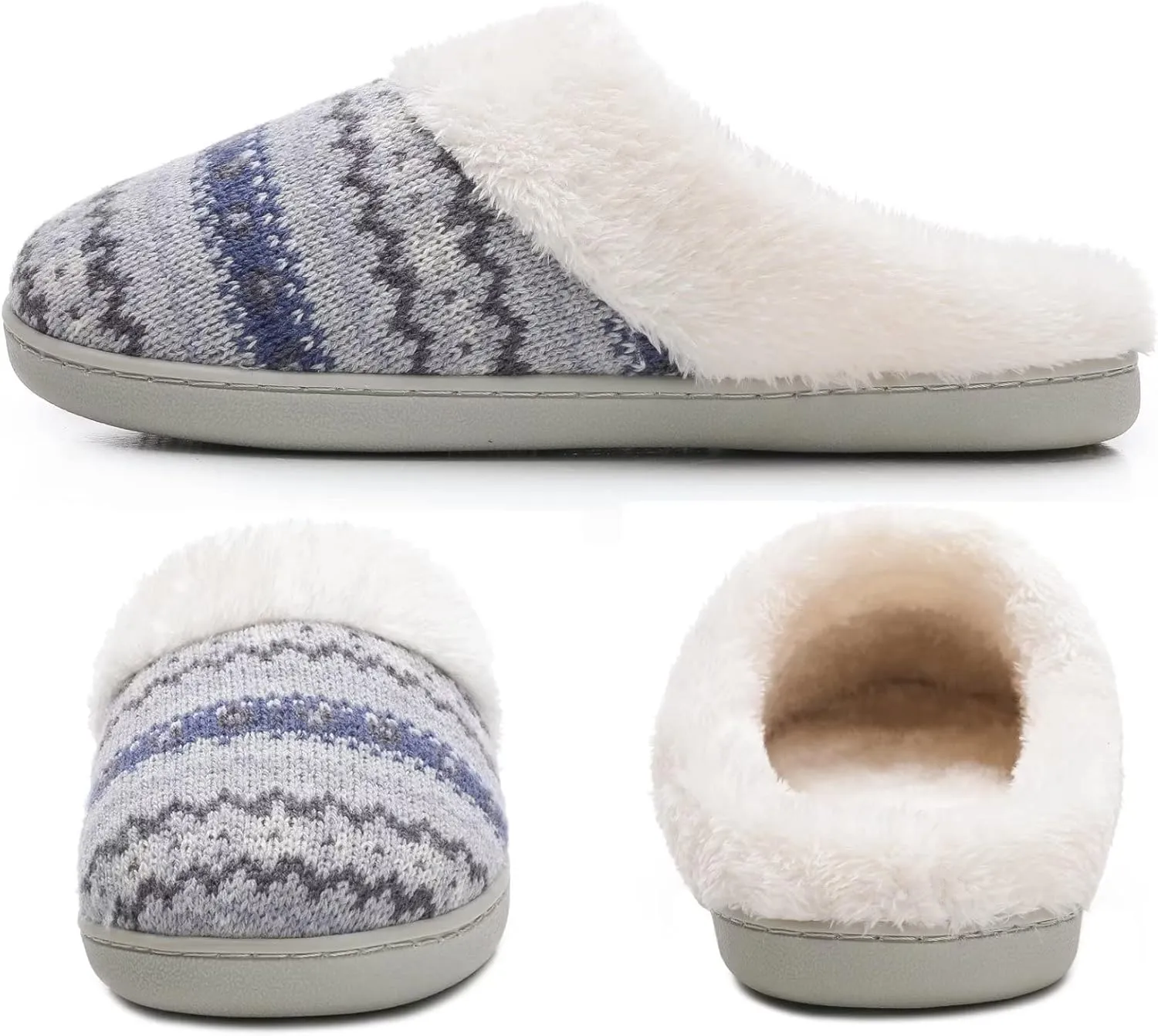 Vonluxe Women's House Fuzzy Slip On Slippers Warm Memory Foam Ladies Slippers Comfy Outdoor Indoor Plush Bedroom Shoes