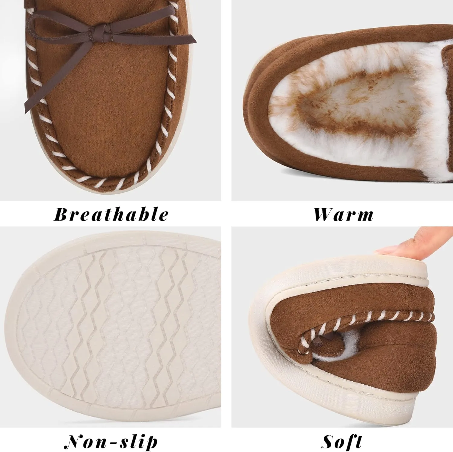 VONMAY Kids Slippers Boys Girls Moccasins House Shoes with Comfy Faux Fur Lining Memory Foam Slipper