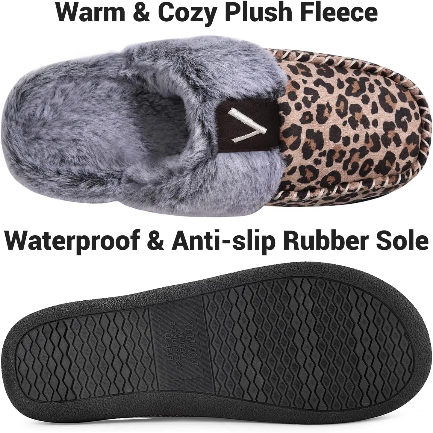 VONMAY Women's Memory Foam Slippers Moccasin Slip-on Scuff House Shoes Fuzzy Faux Fur Lining Indoor Outdoor for All Seasons