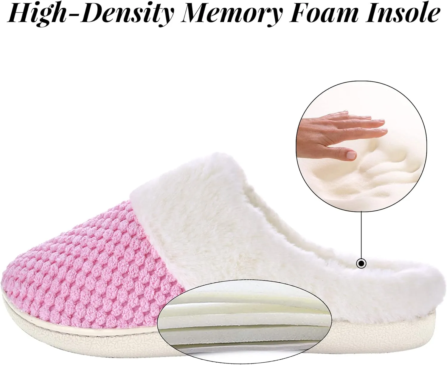 VONMAY Women's Slip on Fuzzy House Slippers Comfy Coral Velvet, Plush Faux Fur Soft Bedroom Shoes with Memory Foam