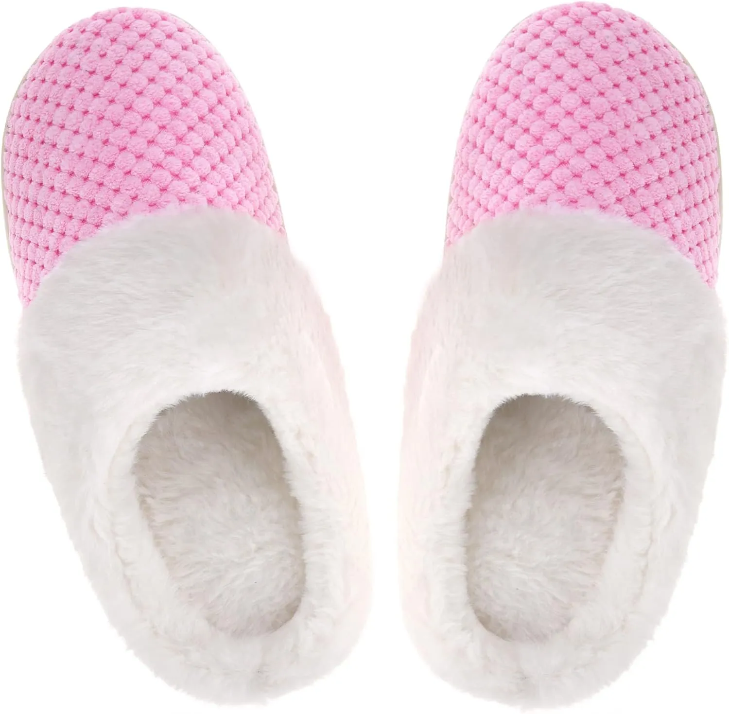 VONMAY Women's Slip on Fuzzy House Slippers Comfy Coral Velvet, Plush Faux Fur Soft Bedroom Shoes with Memory Foam
