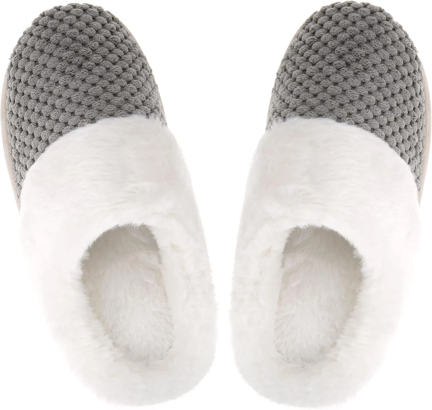 VONMAY Women's Slip on Fuzzy House Slippers Comfy Coral Velvet, Plush Faux Fur Soft Bedroom Shoes with Memory Foam