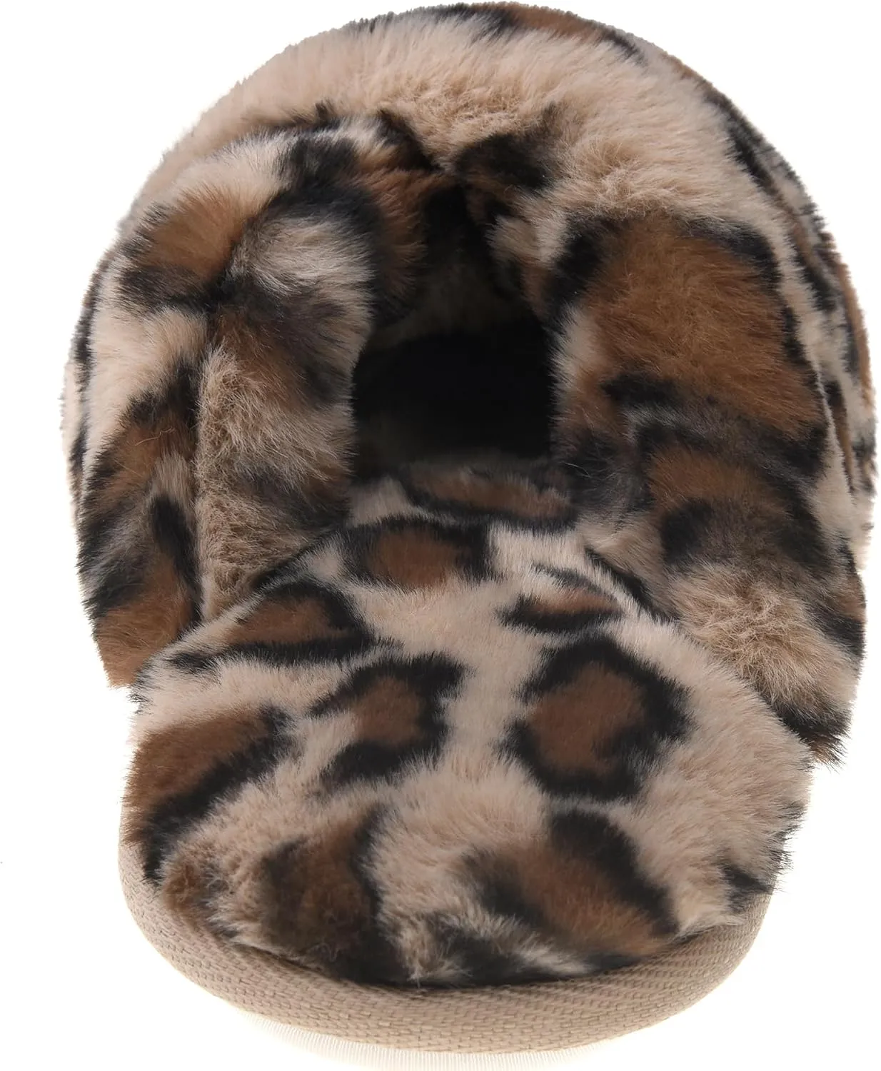 VONMAY Women's Soft Cross Band Slippers Plush Furry Slides Faux Fur Open Toe Comfy Slip On House Shoes