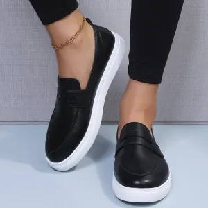 Walking Shoes Black Loafers Slip Reliable customer care Top Reduced price Low Platform on