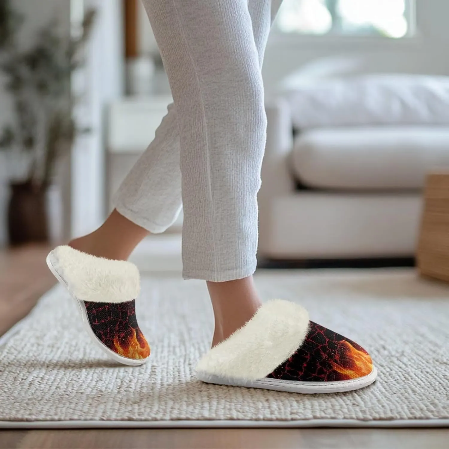 Warm House Slippers for Women Comfy Flannel Lined Winter Slippers with Memory Foam Soles Indoor Outdoor Shoes