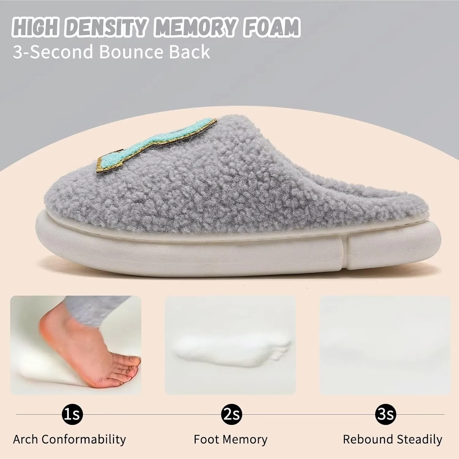 WateLves Women's Pillow Warm Memory Foam Slippers Comfortable Cute House Shoes Lightweight Fuzzy Christmas Slippers