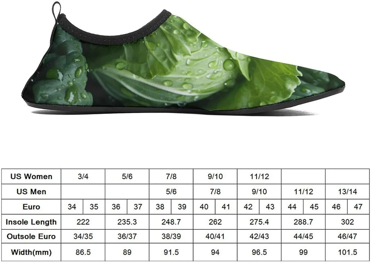 Water Shoes for Women Men Green Cabbage Water Sports Shoes Slip-on Breathable Lightweight Athletic Aqua Sock