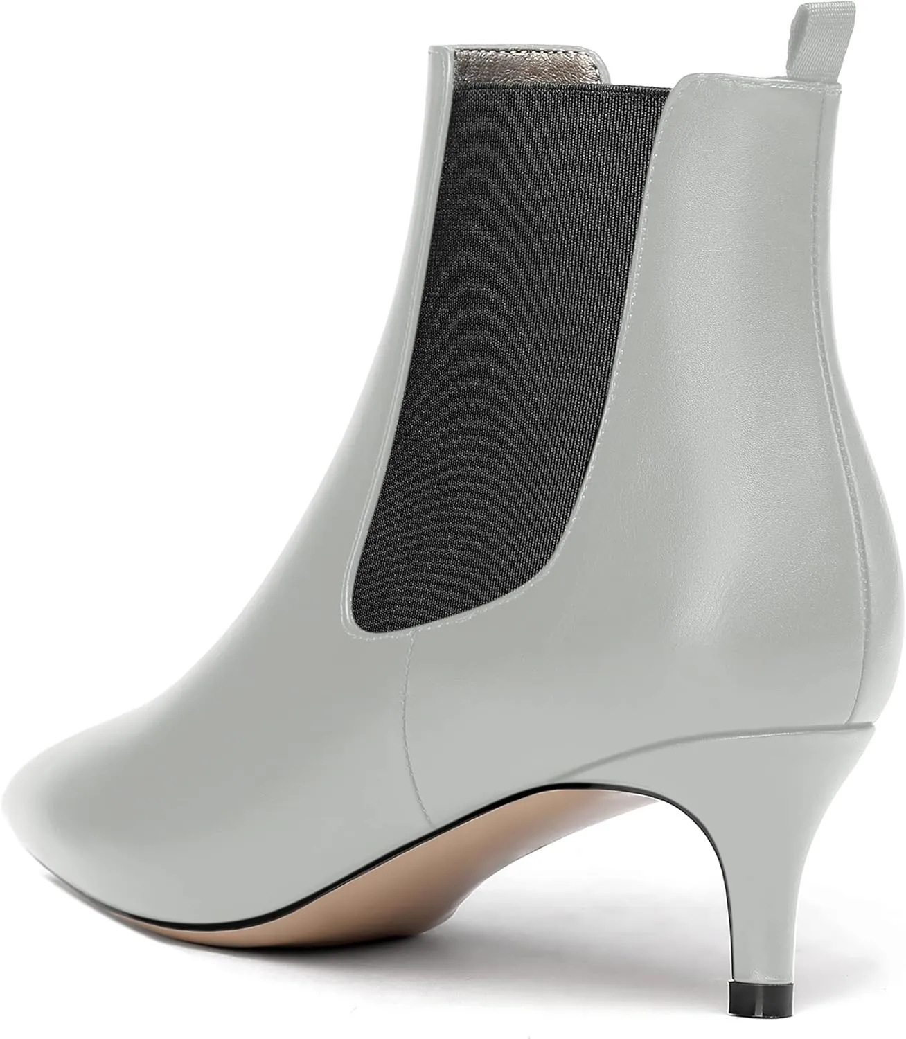 WAYDERNS Womens Dating Casual Pointed Toe Patent Slip On Kitten Low Heel Ankle High Boots 2 Inch