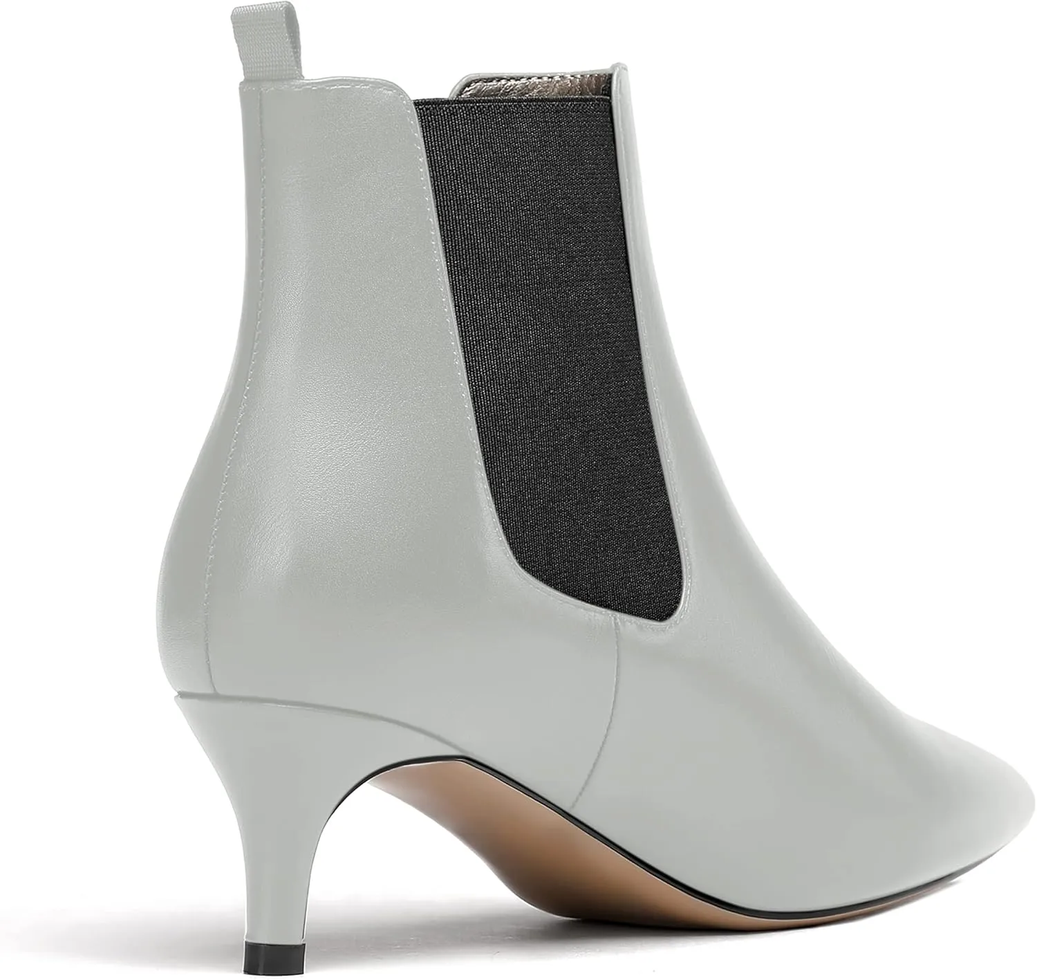 WAYDERNS Womens Dating Casual Pointed Toe Patent Slip On Kitten Low Heel Ankle High Boots 2 Inch