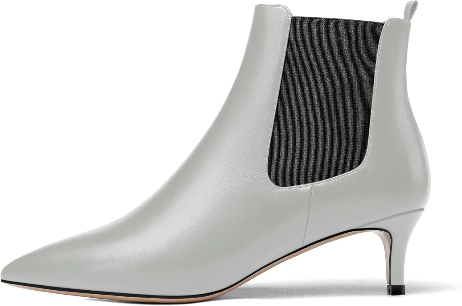 WAYDERNS Womens Dating Casual Pointed Toe Patent Slip On Kitten Low Heel Ankle High Boots 2 Inch