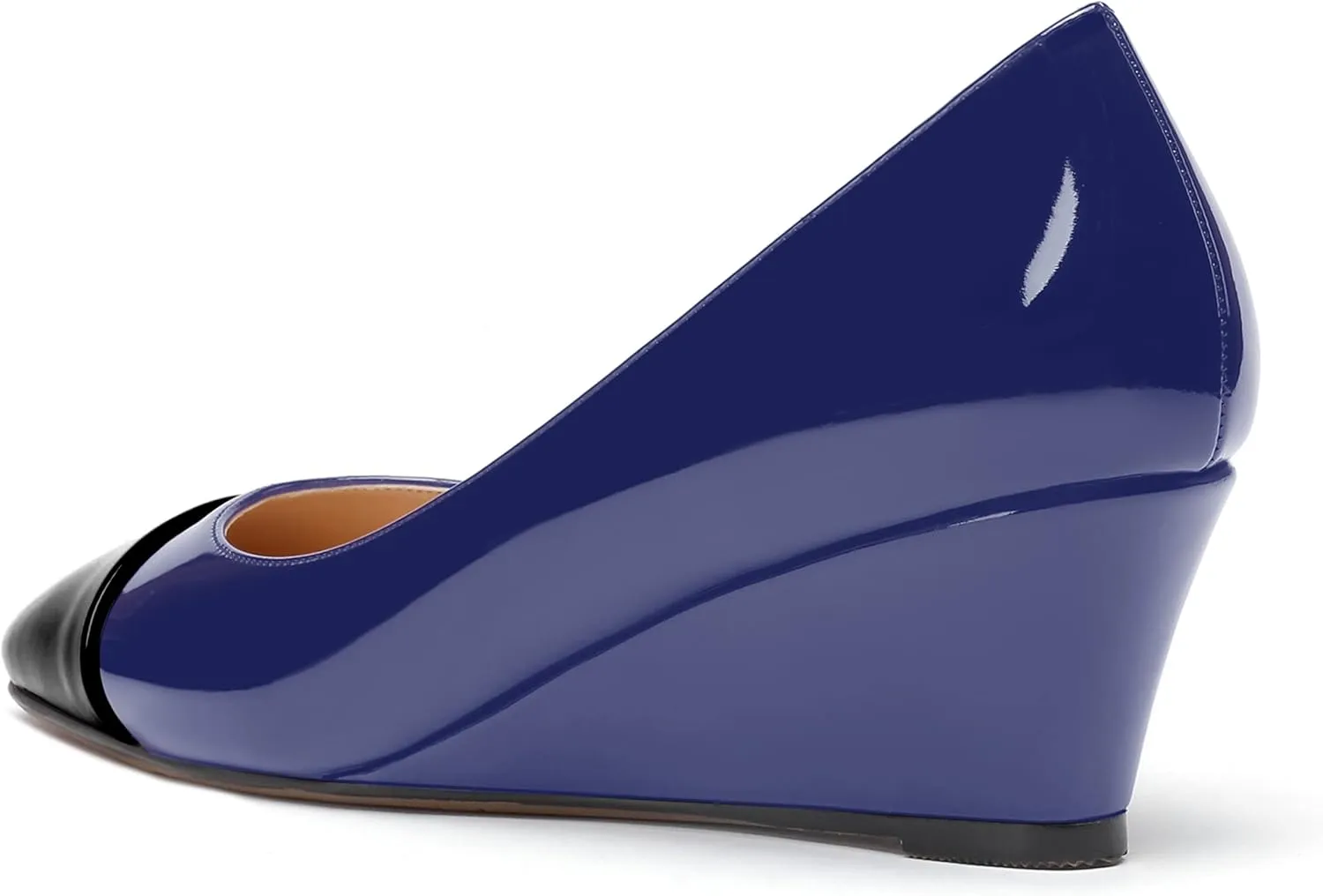 WAYDERNS Women's Matte Square Toe Slip On Solid Wedge Low Heel Pumps Office Work Dress Shoes 2 Inch
