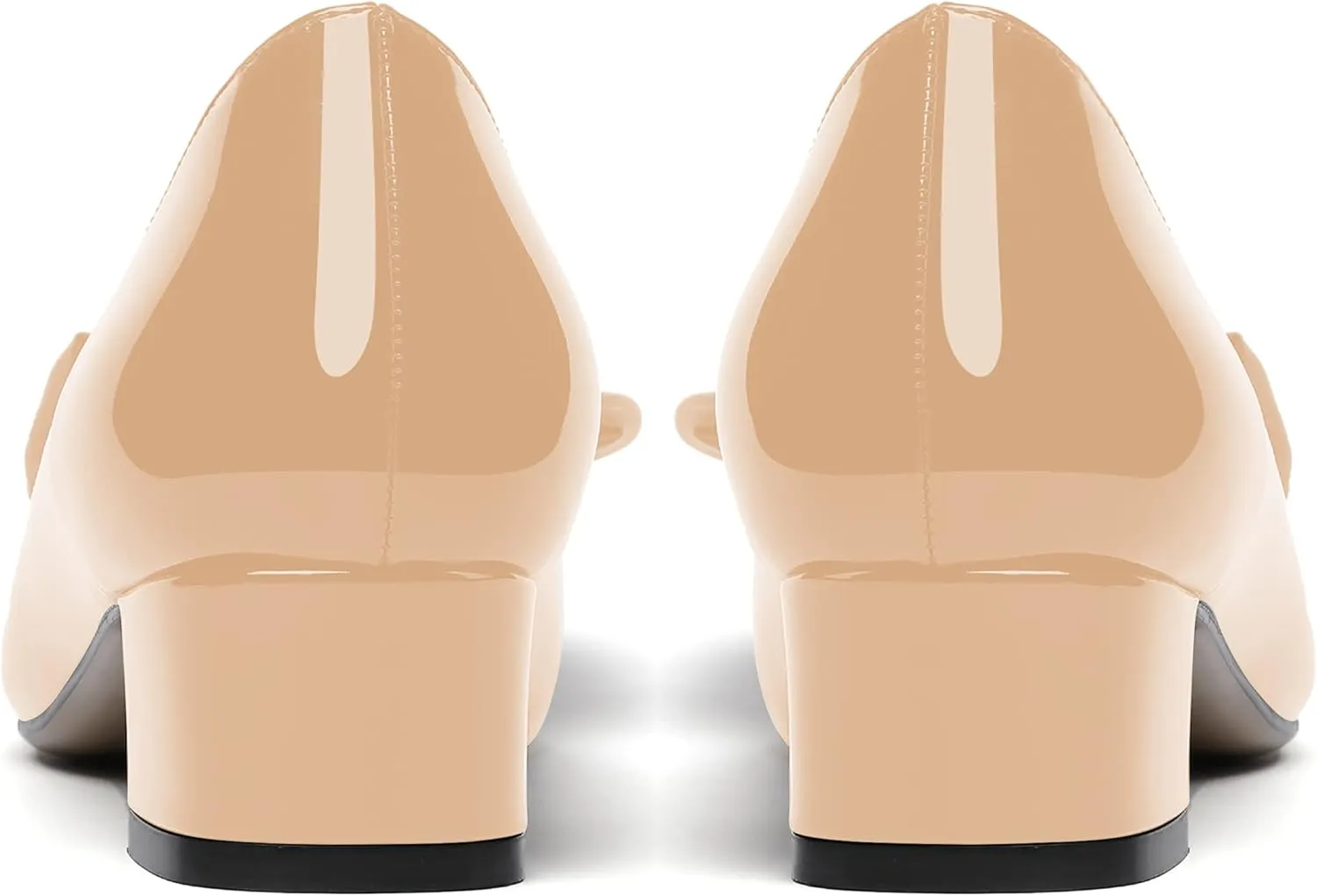WAYDERNS Women's Pointed Toe Slip On Block Patent Bow Chunky Low Heel Pumps Shoes 1.5 Inch