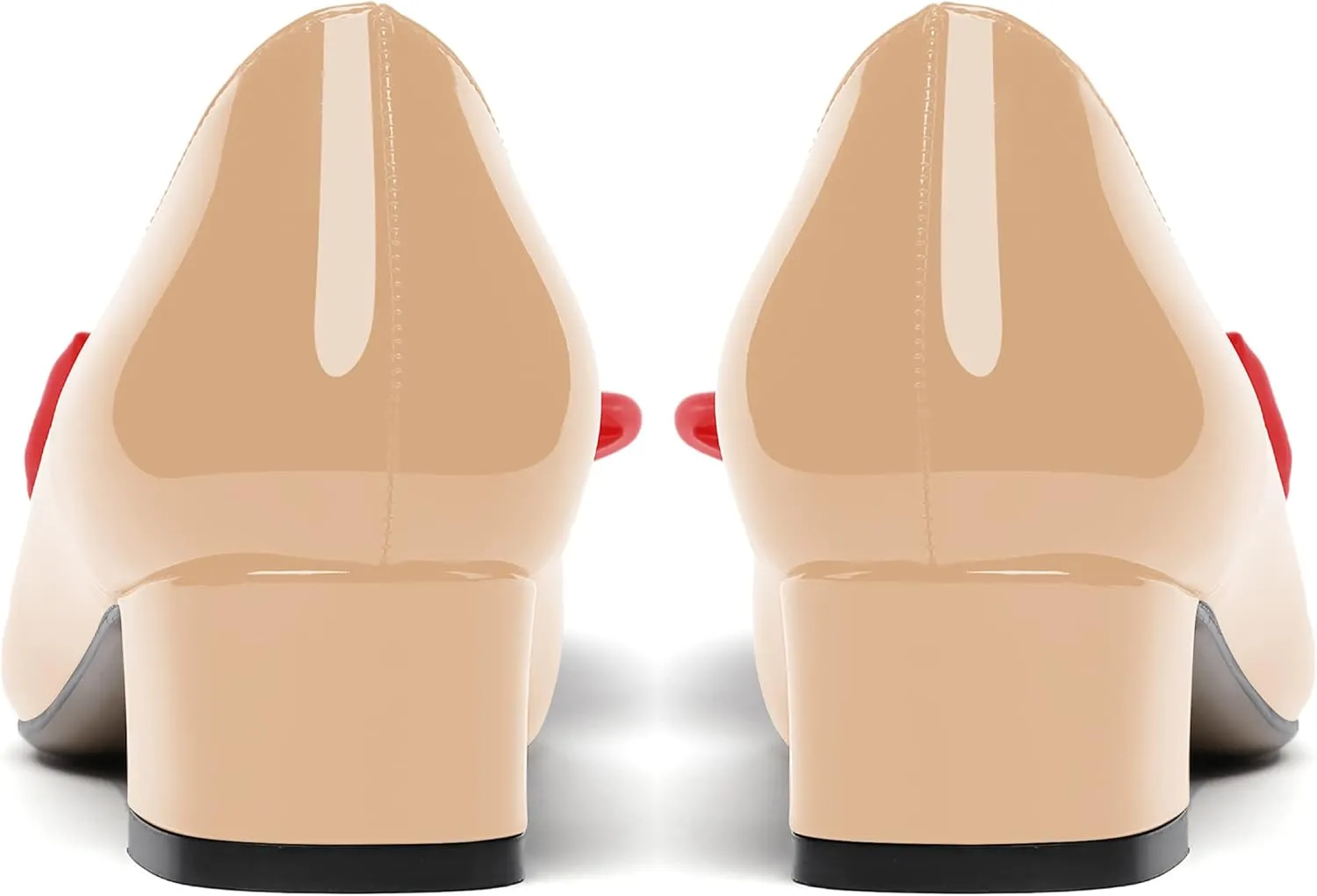 WAYDERNS Women's Pointed Toe Slip On Block Patent Bow Chunky Low Heel Pumps Shoes 1.5 Inch