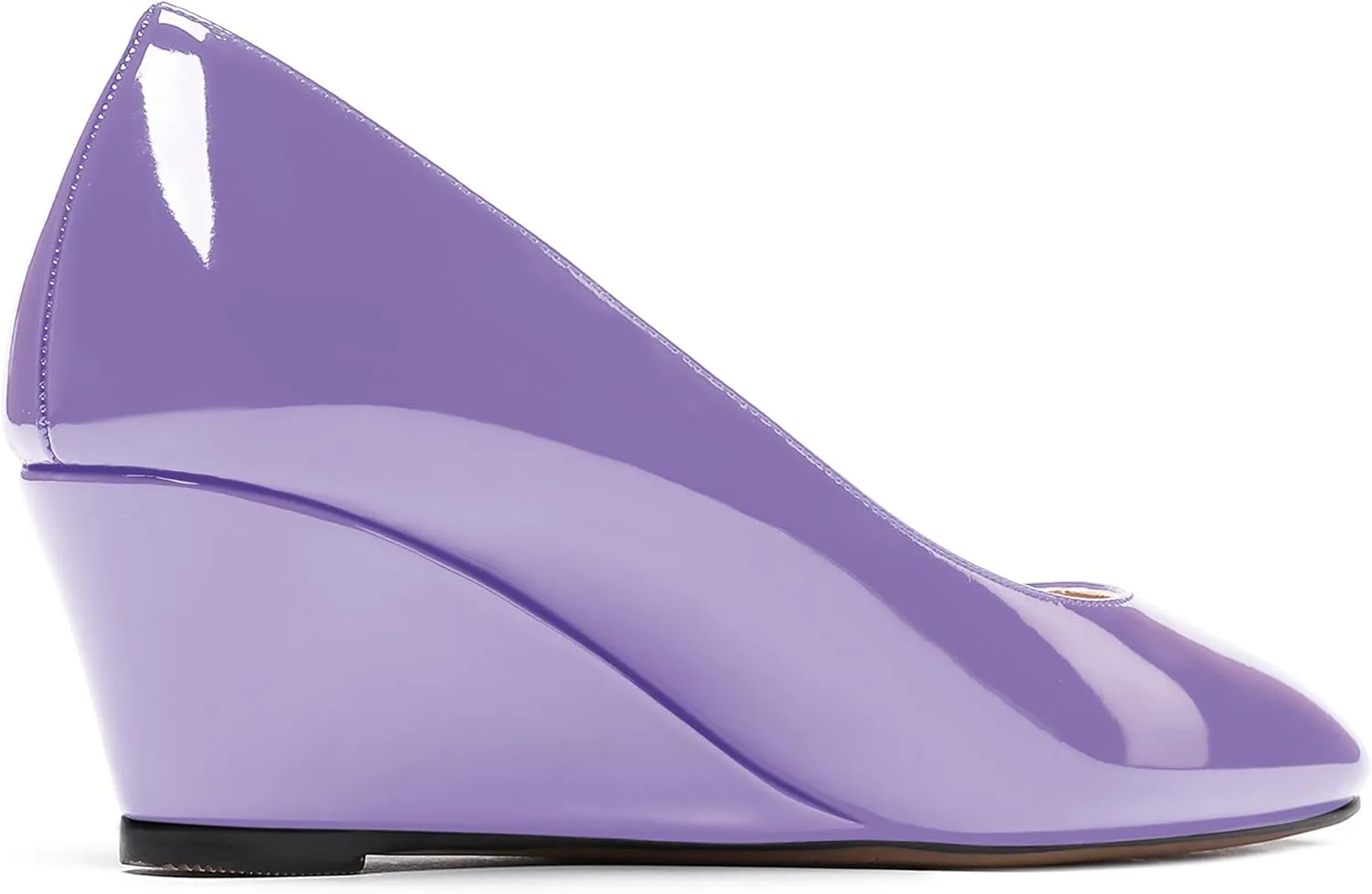 WAYDERNS Women's Slip On Patent Leather Square Toe Low Heel Wedge Pumps Shoes 2 Inch