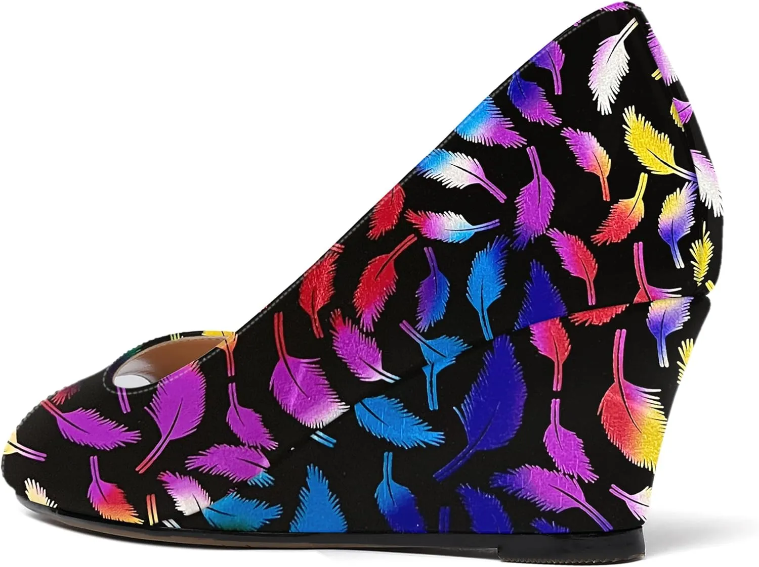 WAYDERNS Women's Slip On Peep Toe Patent Leather Wedge Low Heel Pumps Shoes 2 Inch