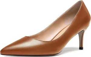 WAYDERNS Women's Slip On Solid Pointed Toe Matte Stiletto Mid Heel Pumps Shoes 2.5 Inch
