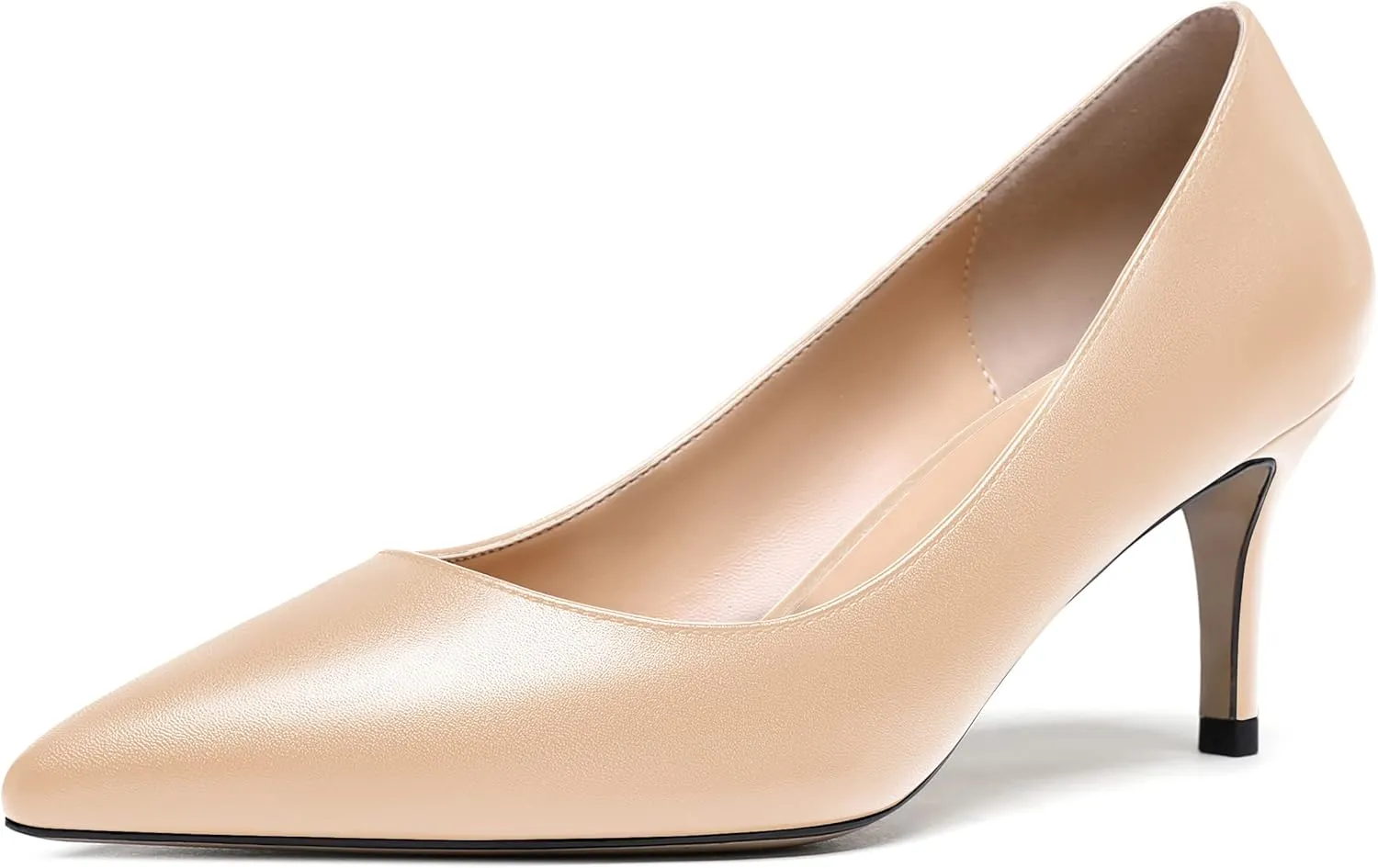 WAYDERNS Women's Slip On Solid Pointed Toe Matte Stiletto Mid Heel Pumps Shoes 2.5 Inch
