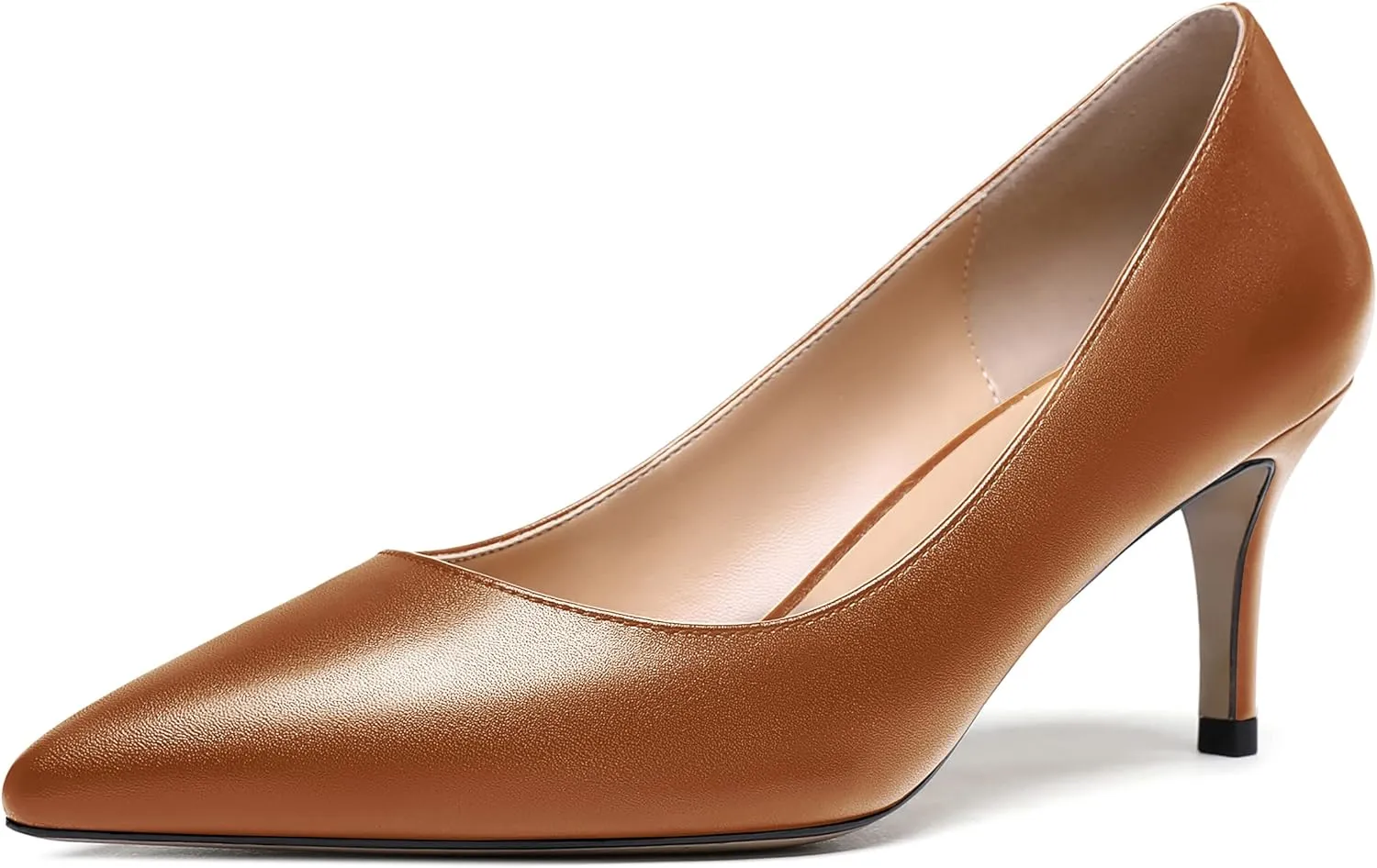 WAYDERNS Women's Slip On Solid Pointed Toe Matte Stiletto Mid Heel Pumps Shoes 2.5 Inch