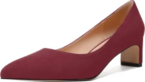WAYDERNS Womens Solid Pointed Toe Slip On Dress Suede Wedding Chunky Low Heel Pumps Shoes 2 Inch