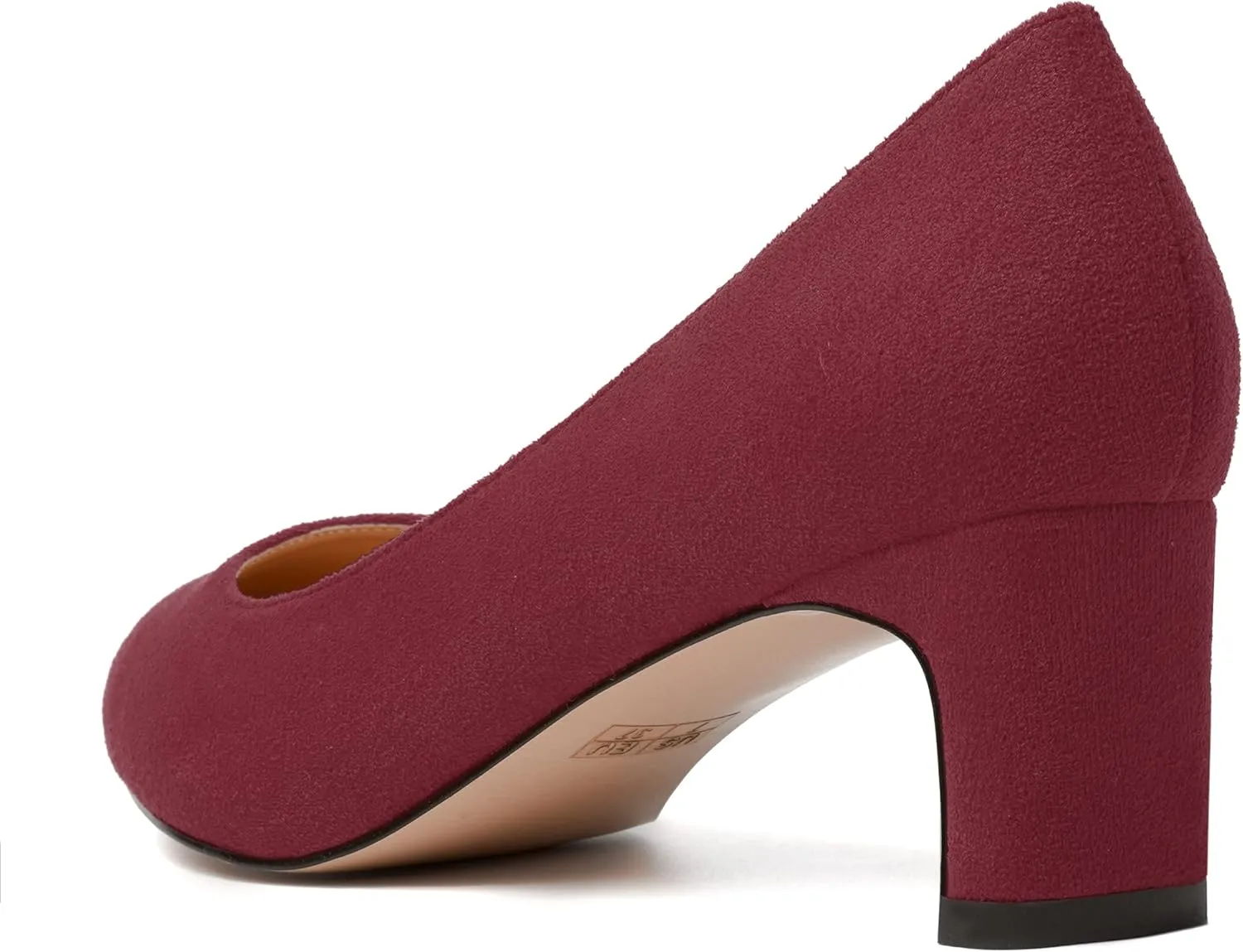 WAYDERNS Womens Solid Pointed Toe Slip On Dress Suede Wedding Chunky Low Heel Pumps Shoes 2 Inch