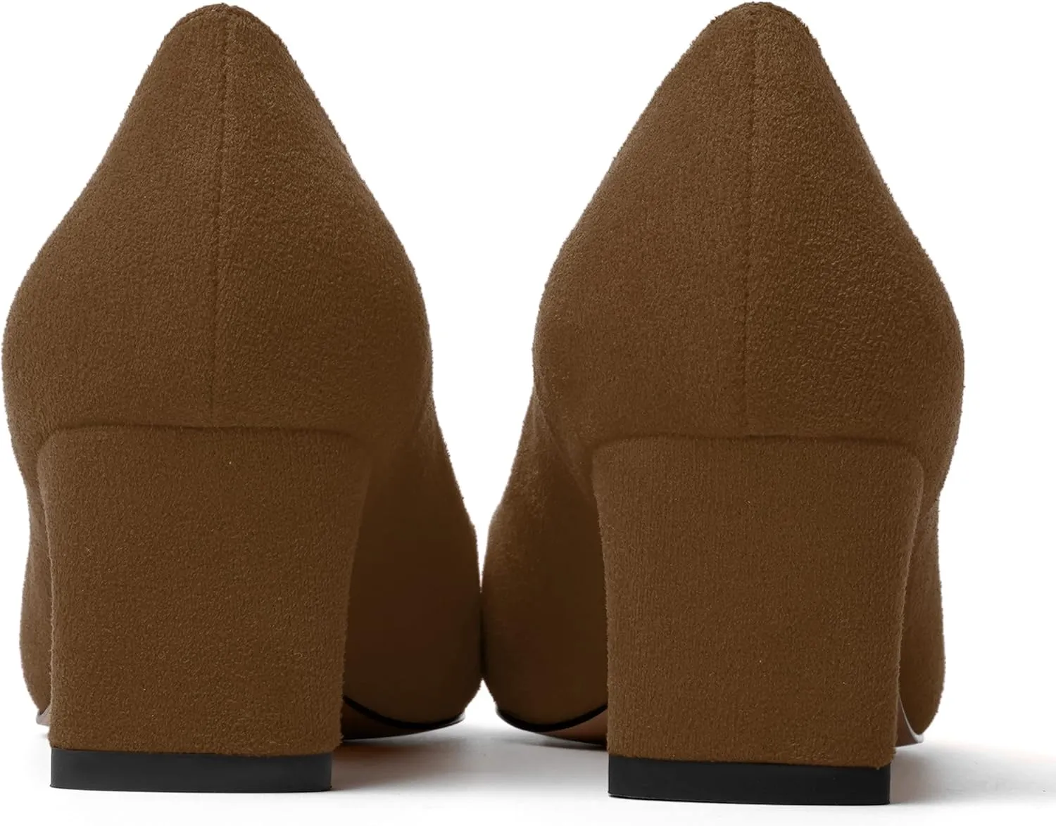 WAYDERNS Womens Solid Pointed Toe Slip On Dress Suede Wedding Chunky Low Heel Pumps Shoes 2 Inch