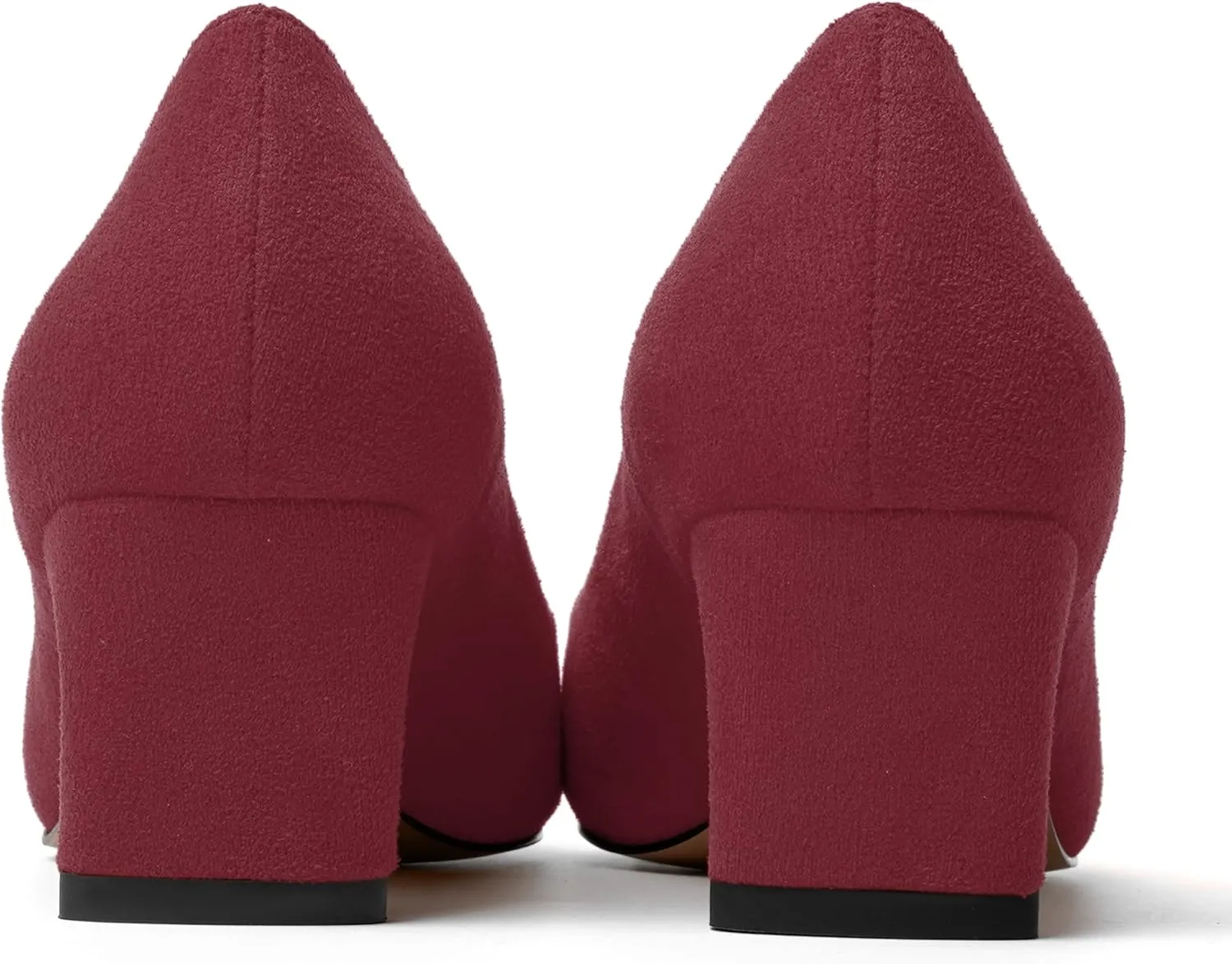WAYDERNS Womens Solid Pointed Toe Slip On Dress Suede Wedding Chunky Low Heel Pumps Shoes 2 Inch