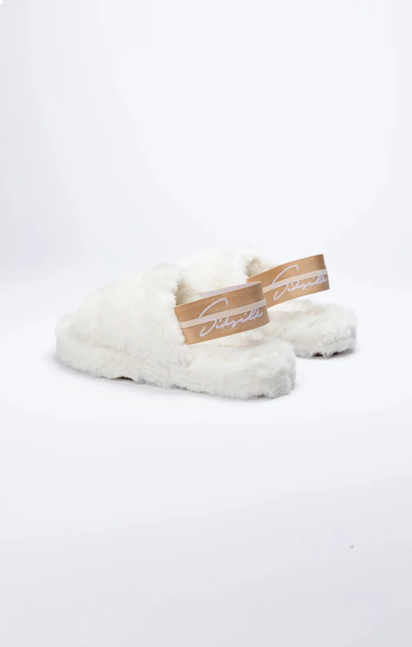 White Fluffy Slide Slipper