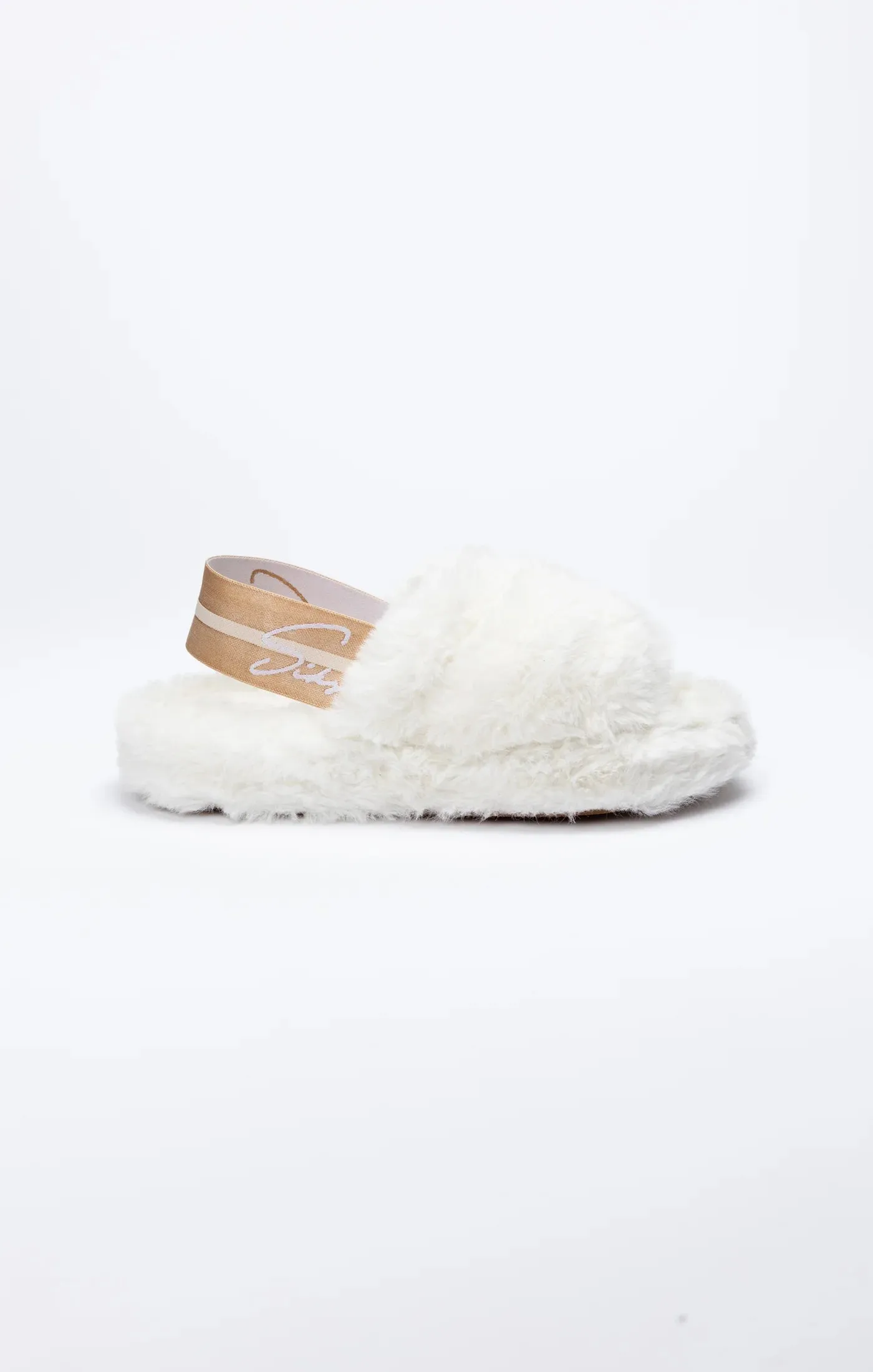 White Fluffy Slide Slipper