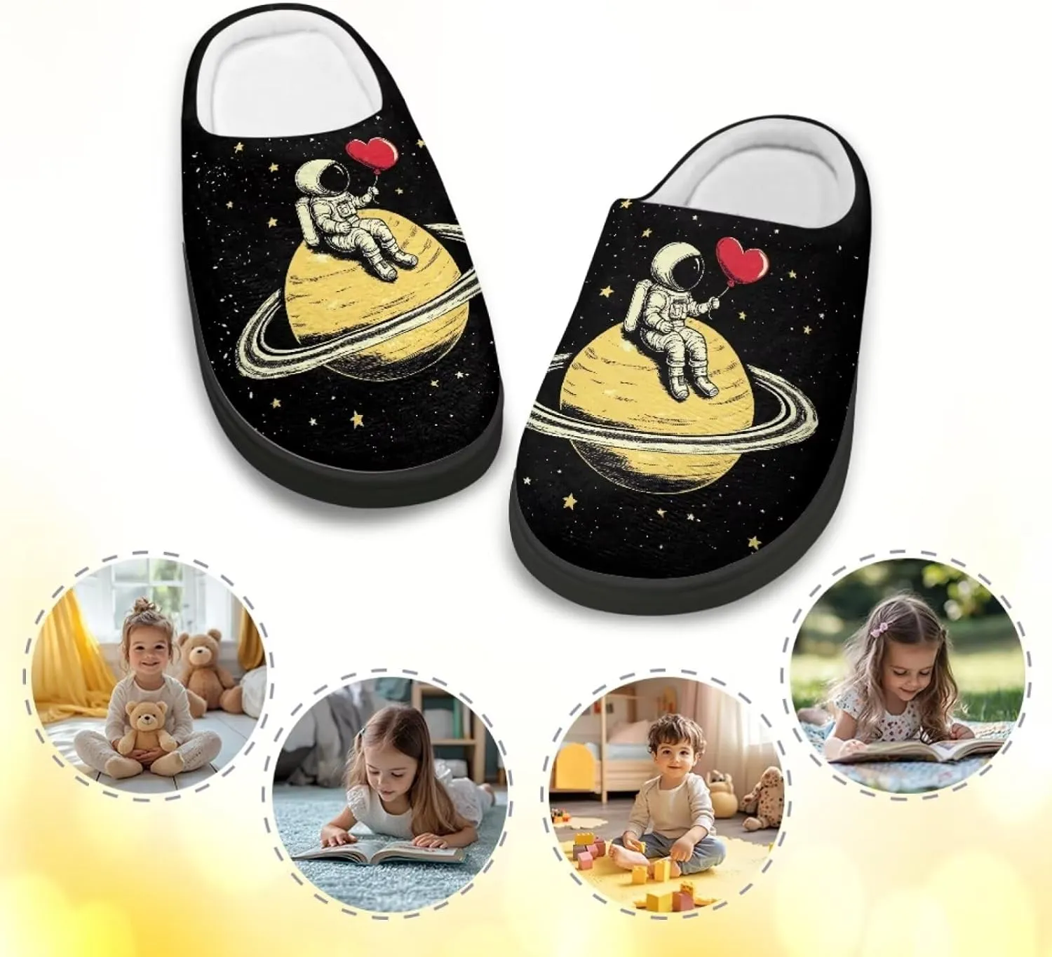 Winter Fluffy Slippers for Girls and Boys, Comfy Warm Scuff Slippers for Walking, Slip On Closed Toe Shoes for Home
