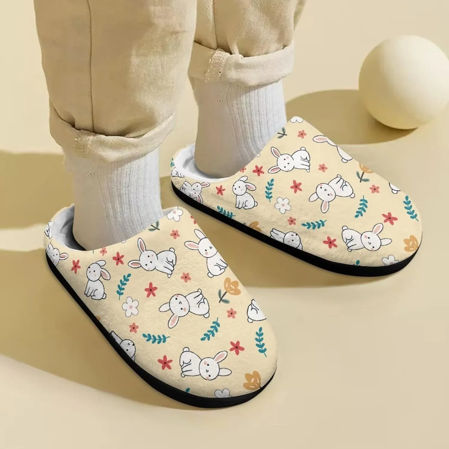 Winter Fluffy Slippers for Girls and Boys, Comfy Warm Scuff Slippers for Walking, Slip On Closed Toe Shoes for Home