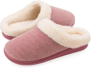 Wishcotton Women's Lamb-rub Sherpa House Slippers Memory Foam Indoor Outdoor