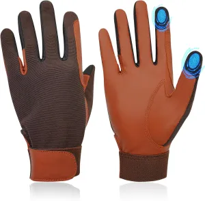 Women 100% Leather Horse Riding Gloves, Windproof & Breathable，Equestrian Horseback Riding Gloves