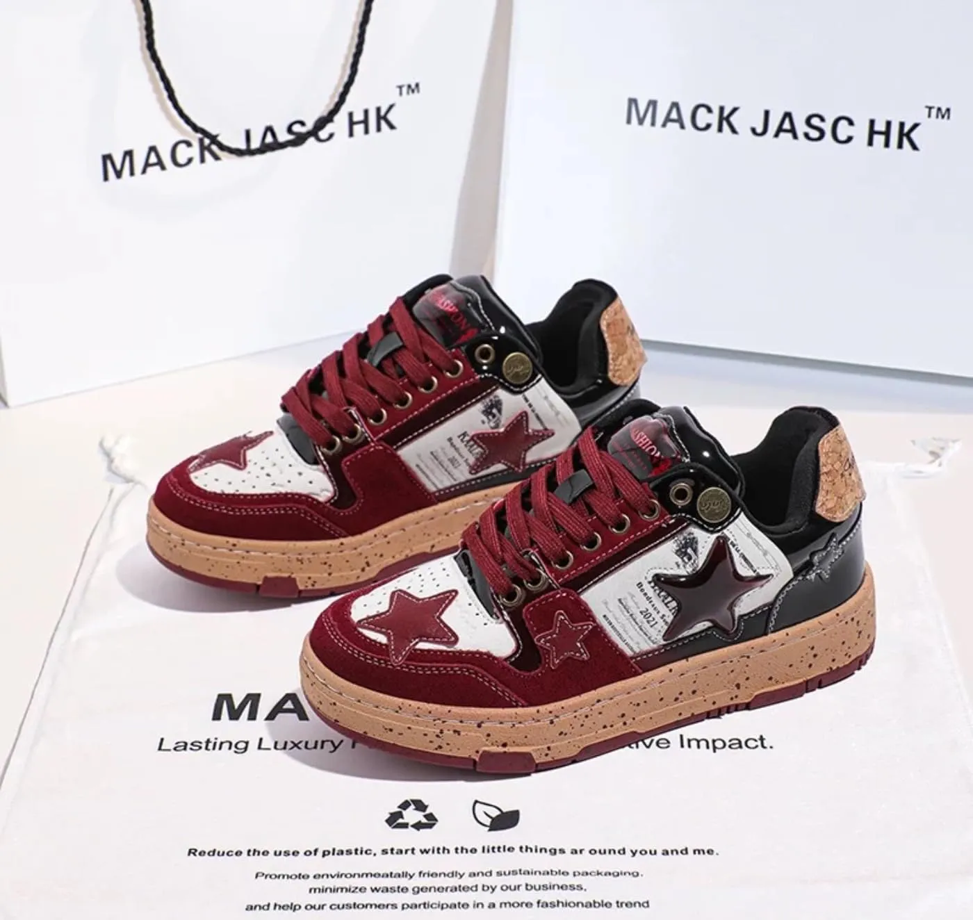 Women Casual Star Patch Streetwear Height Boost Campus Shoes Y2K Thick-Soled Trend Platform Sneakers