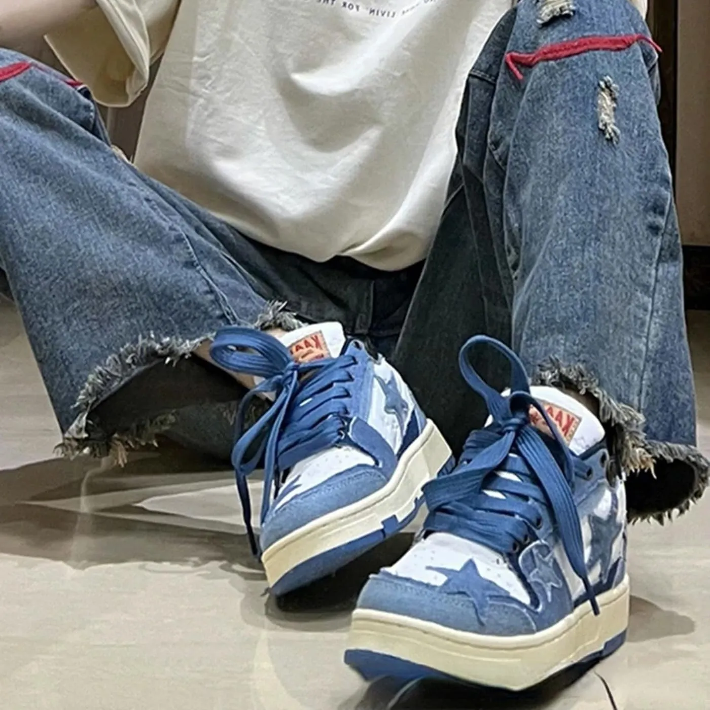 Women Casual Star Patch Streetwear Height Boost Campus Shoes Y2K Thick-Soled Trend Platform Sneakers