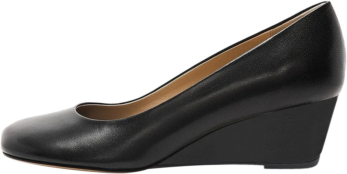 Women Closed Square Toe Classic Pumps Slip On Wedge Mid Heels Comfy Party Club Daily Office Shoes Size 4-16 US